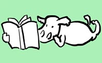 illustration cow reading