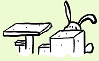 Illustration rabbit interacting with environment