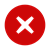 Red circle white cross icon.
